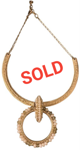 Rare Chanel 16A Paris in Rome Gold Pearl Runway Collar Statement Necklace