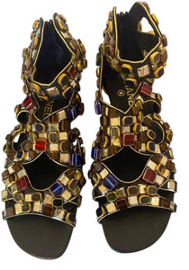 Rare Chanel 11A Paris-Byzance Gladiator Multicolor Stone Sandals EU 39