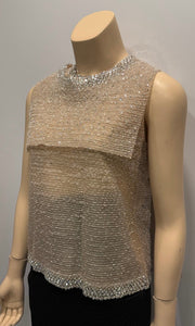 Rare Chanel 14P Runway 2 Piece Swarovski Crystal Blouse FR 36