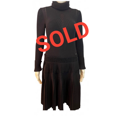 Chanel 08A 2008 Fall Black Turtleneck Sweater Dress FR 40 US 4/6