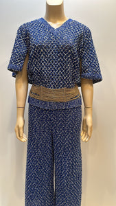 Chanel Contemporary Style Blue Blouse and Pants Set FR 36/38