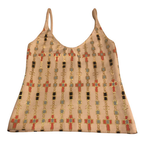 Chanel 07C Neoprene CC Logo Camisole Blouse FR 34