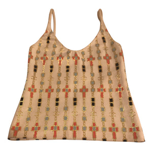 Chanel 07C Neoprene CC Logo Camisole Blouse FR 34