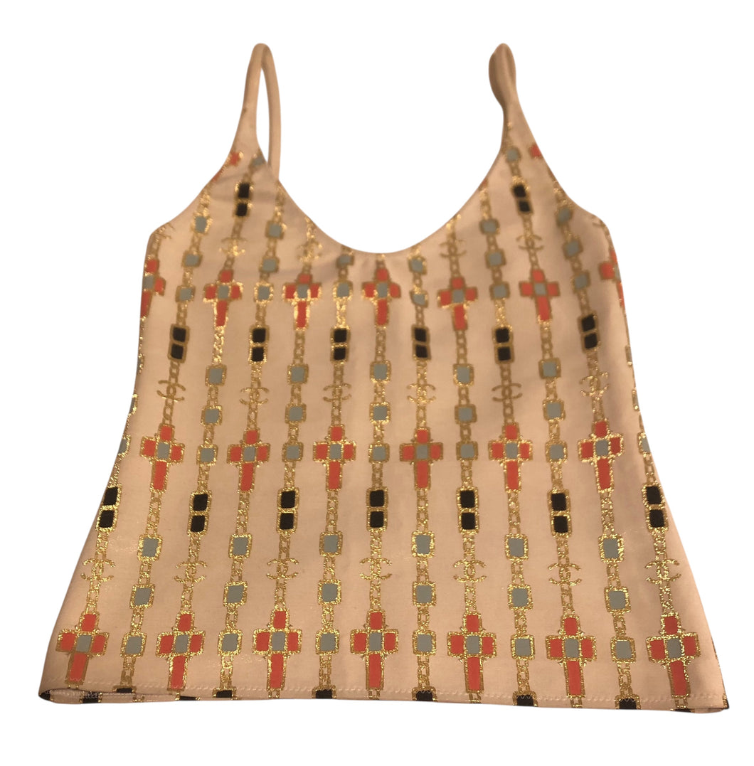 Chanel 07C Neoprene CC Logo Camisole Blouse FR 34
