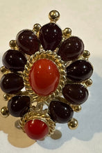 Load image into Gallery viewer, Chanel 14A 2014 Paris Dallas Cocktail Ring with Red Stones Size 6 1/4