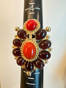 Chanel 14A 2014 Paris Dallas Cocktail Ring with Red Stones Size 6 1/4