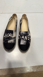 Chanel 20P Graffiti Grosgrain Espadrilles EU 37 US 6/6.5