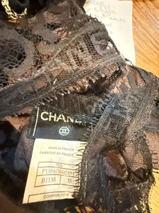 Rare 98A Chanel Runway Vintage black CC Logo lace cami blouse FR 38 US 4