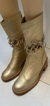 Load image into Gallery viewer, Chanel 16A Runway Gold Metallic Biker Boots EU 39.5 US 9/9.5