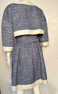 Chanel 13P Runway Blue White Dress Matching Bolero Jacket FR 40/42 US 4/6