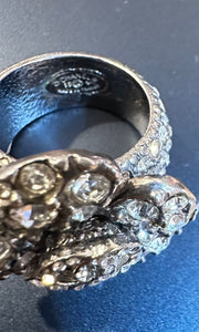 Chanel 2010 Crystal Camellia Flower Cocktail Ring Size 6.5