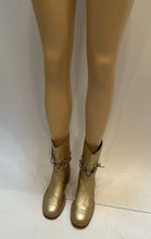 Load image into Gallery viewer, Chanel 16A Runway Gold Metallic Biker Boots EU 39.5 US 9/9.5