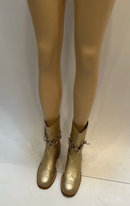 Chanel 16A Runway Gold Metallic Biker Boots EU 39.5 US 9/9.5