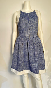 Chanel 13P Runway Blue White Dress Matching Bolero Jacket FR 40/42 US 4/6