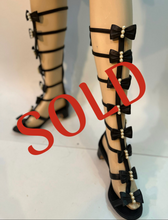 Load image into Gallery viewer, Chanel 16S 2016 Summer Tall Gladiator Sandals w Leather Bows and Pearls EU 37.5C US 7/7.5