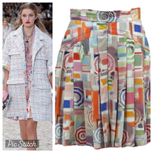 Load image into Gallery viewer, Chanel 19P 2019 Spring Runway Umbrella Motif Silk Multicolor Pleated Skirt FR 42 US 6