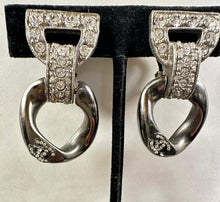 Load image into Gallery viewer, Chanel 14C 2014 Cruise Resort Silver Crystal Chain Link Clip On Earrings