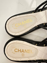 Load image into Gallery viewer, Chanel White and Black Patent Leather Slides Sandals EU 37C US 7/7.5