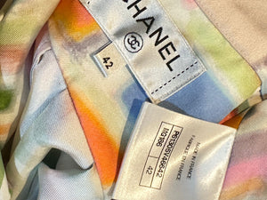 Chanel 19P 2019 Spring Runway Umbrella Motif Silk Multicolor Pleated Skirt FR 42 US 6