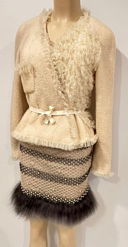 NWT Vintage Stretchy Chanel halter top swimwear 03P, 2003 Spring coverup  dress beige black FR 38 US 2/4