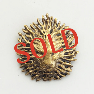 Limited Edition Chanel 19K 2019 Large Lion Head Gold Tone Brooch Pin