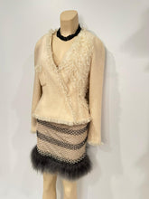 Load image into Gallery viewer, Rare New with Tags Chanel 03A 2003 Fall Beige Brown Pearl Feather Trim Mini Skirt  FR 38
