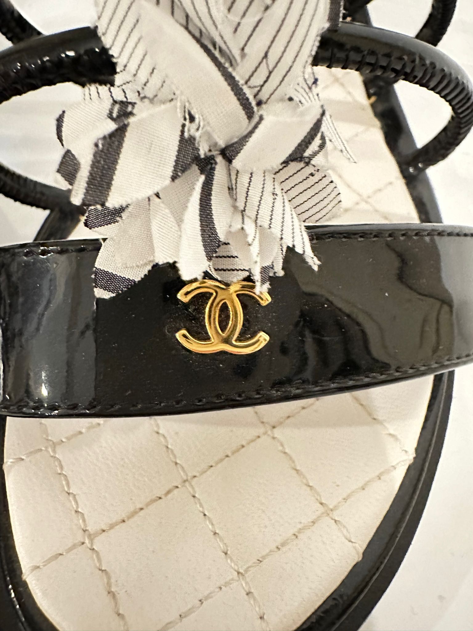 Chanel patent leather best sale slides