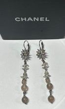 Load image into Gallery viewer, Rare Chanel 15A 2015 Fall Silver Long Star Crystal Dangle Drop Pierced Earrings