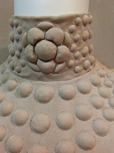 Chanel 07A 2007 Fall Autumn short sleeve blush beige dress FR 38 US 4