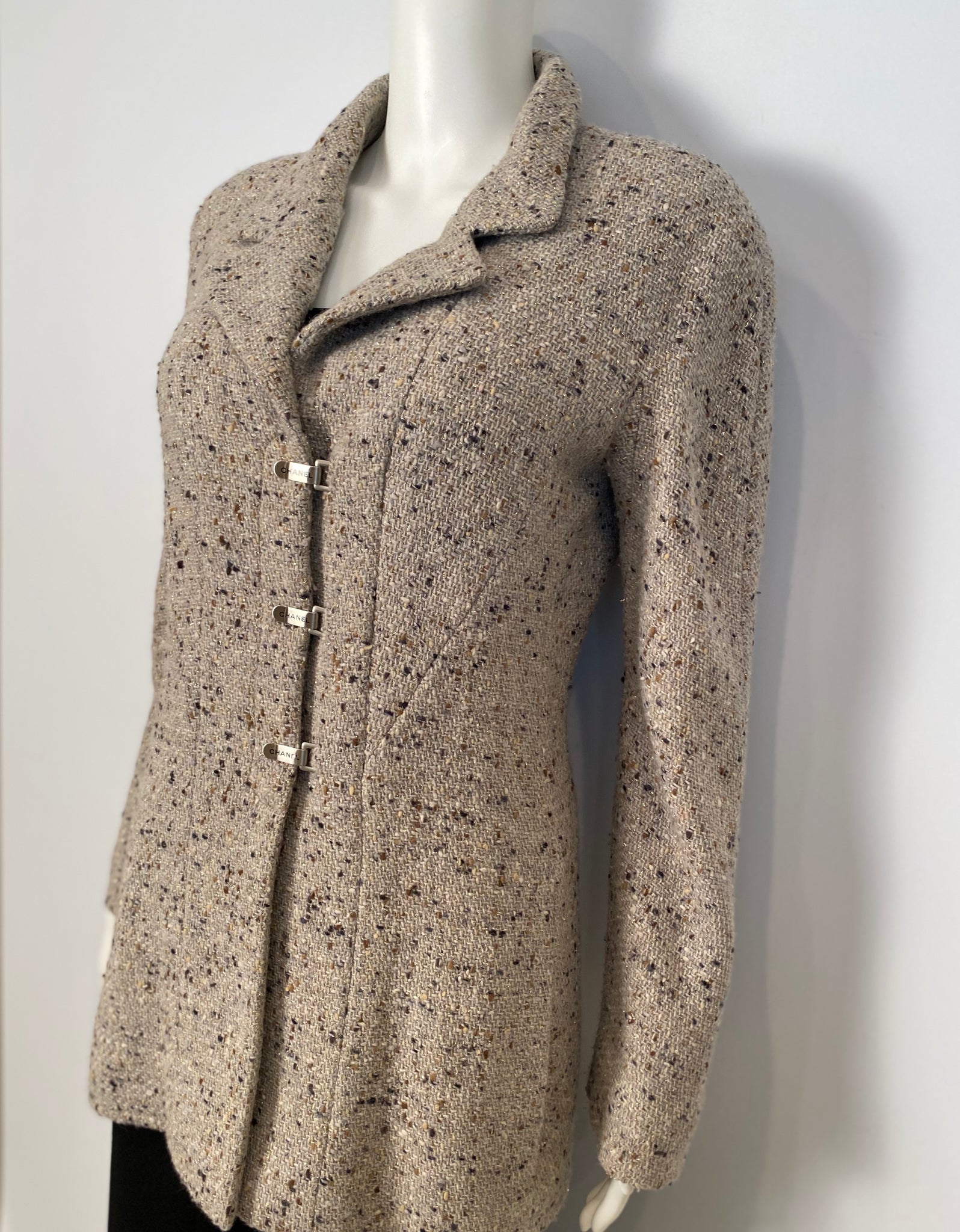 HelensChanel Chanel Vintage 99A, 1999 Fall Brown Tweed Long Jacket Subtle Sparkle FR 40 US 6/8