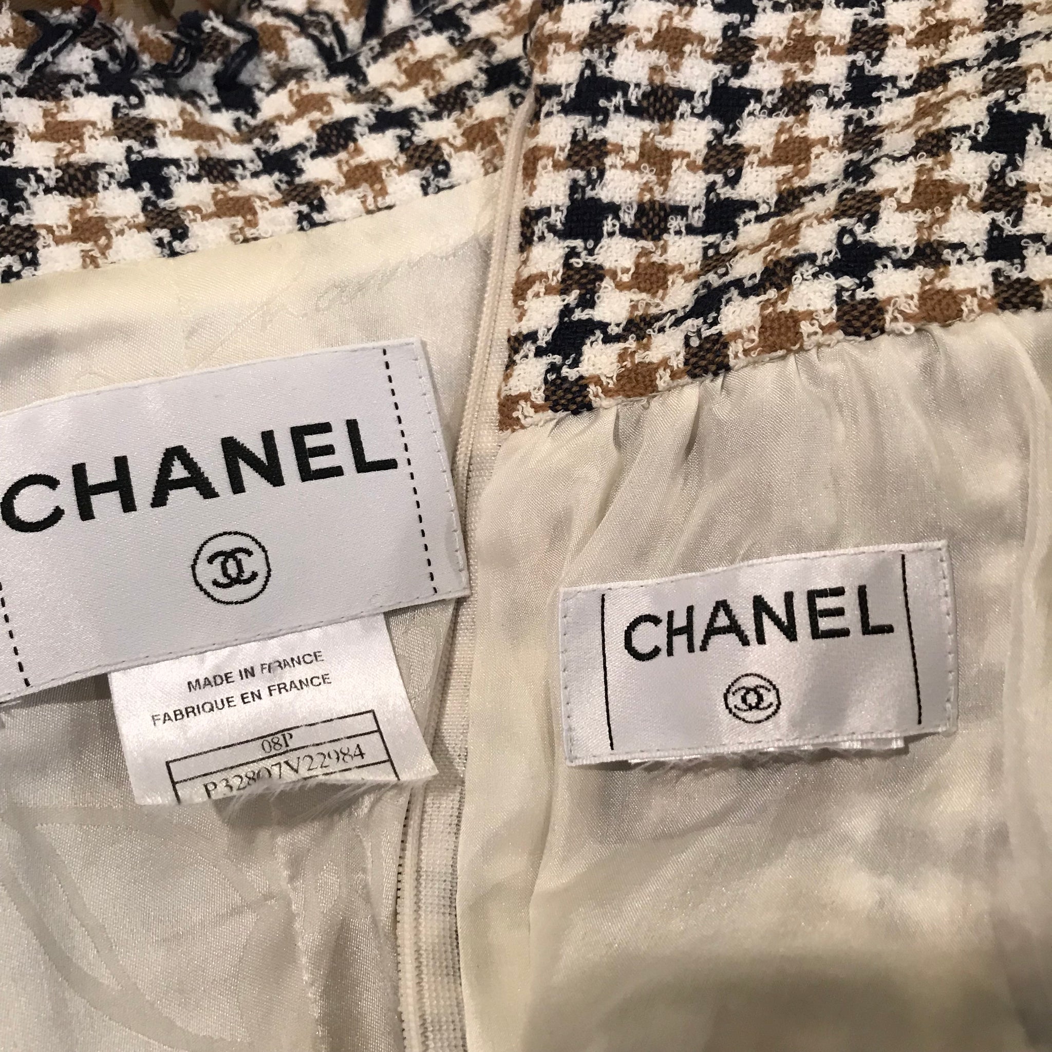 chanel tweed suit size