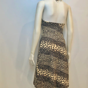NWT Vintage Stretchy Chanel halter top swimwear 03P, 2003 Spring coverup dress beige black FR 38 US 2/4