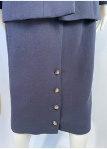 93P/93A 1993 Chanel Boutique Vintage Dark Navy Skirt Suit Set FR 36/38
