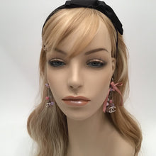 Load image into Gallery viewer, Chanel Black Satin Bow HeadBand Hair Accessory