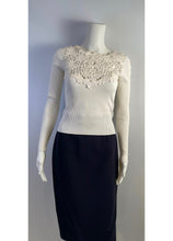 Load image into Gallery viewer, Chanel 05P 2005 Spring Long Sleeve White Ribbed Top ,crochet front FR 36 US 2/4