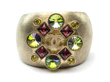 Load image into Gallery viewer, Rare Chanel 03A 2003 Fall brushed gold jeweled cuff bracelet