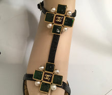Load image into Gallery viewer, Chanel 07P Spring Gripoix Jewel black patent leather strap Heels w/ box EU 38.5 US 7/7.5