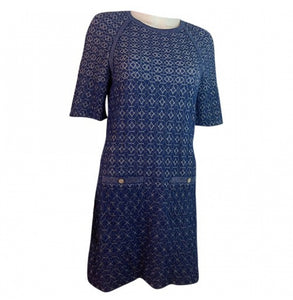 Chanel Blue White Silver Sparkle Geometric Stretch Dress FR 36 US 2/4/ –  HelensChanel
