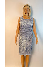 Load image into Gallery viewer, Chanel 14P 2014 Spring Navy Blue White Geometric Sheath Dress FR 40 US 6/8