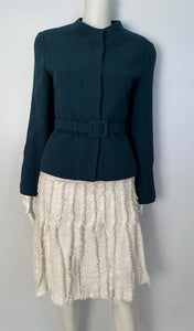 Vintage Chanel 98A, 1998 Fall Dark Green Short Jacket with matching belt FR 38