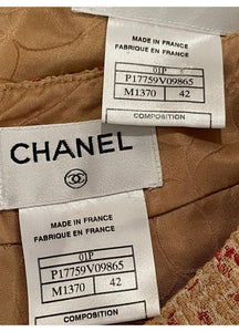 Chanel 01P 2001 Spring Vintage Skirt Suit w Leather Collar FR 42 US 8/10