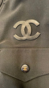 Vintage Chanel Boutique Black CC short mini zip up Dress US 10
