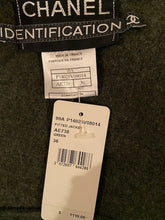 Load image into Gallery viewer, NWT Vintage 99A, 1999 Fall Chanel Identification olive green boiled wool short jacket FR 36 US 4