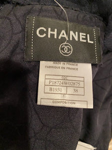 Vintage Chanel 02C 2002 Cruise Resort Navy Blue Wool Dress FR 38 US 4/6