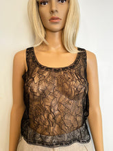 Load image into Gallery viewer, Chanel Black Sheer Lace Blouse Top Camisole US 4