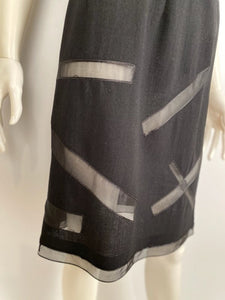 Vintage Chanel Boutique 98P, 1998 Spring Black Dress with Sheer Rectangles FR 34-38 US 2/4/6