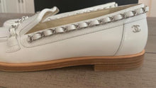 Load image into Gallery viewer, Chanel 10C 2010 Cruise Resort White patent leather chain loafers EU 38 US 7/7.5 Narrow
