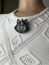 Load image into Gallery viewer, Chanel 2017 17S Resin Emoji Robot Cat Brooch Silver Blue Pin