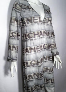 Vintage Chanel 05P, 2005 Spring Cotton Tunic Swim Cover Up Logo Dress FR 38 US 4/6
