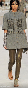 Chanel 12A, 2012 Fall Paris Bombay Stretchy Gold Metallic Pants Leggings FR 40 US 4/6